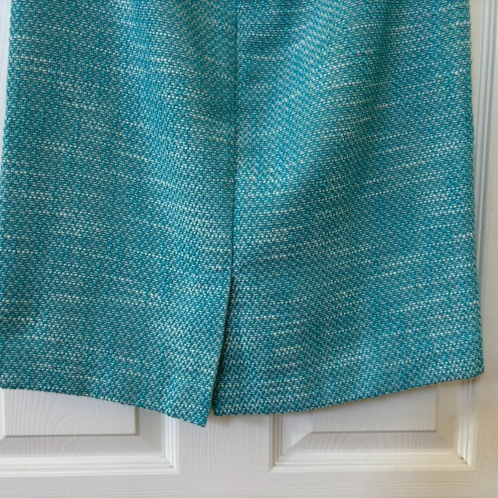 NWT Talbots Aqua and White Tweed Boucle Pencil Skirt 10 Petite - Picture 6 of 11